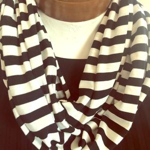 Black and white striped infinity scarf